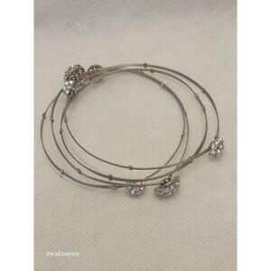 MX Signature Collection 4 thin Bracelets Metal with Rhinestones clusters  New